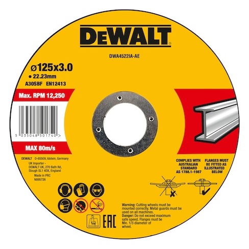 125mm x 3mm x 22.23mm Bonded Abrasive METAL Cut/Grind Disc