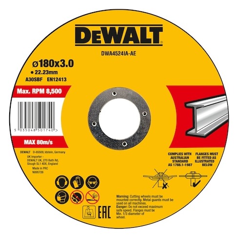 180mm x 3mm x 22.2mm T27 METAL Cutting Wheel (10 Pk)