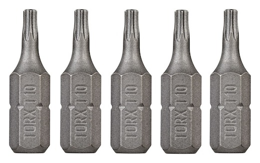 25mm T10 Screwdriver Bits (5 Pk)