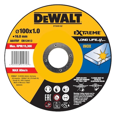 EXTREME 100mm x 1mm x 16mm Type 41 Bonded Abrasive INOX Cutting Disc